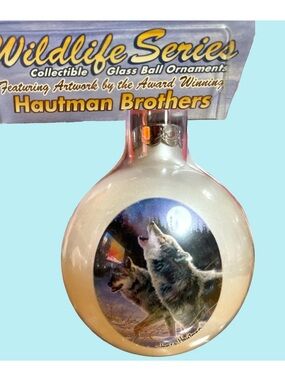 James Hautman Wildlife Series Wolf Glass Ball Ornament
